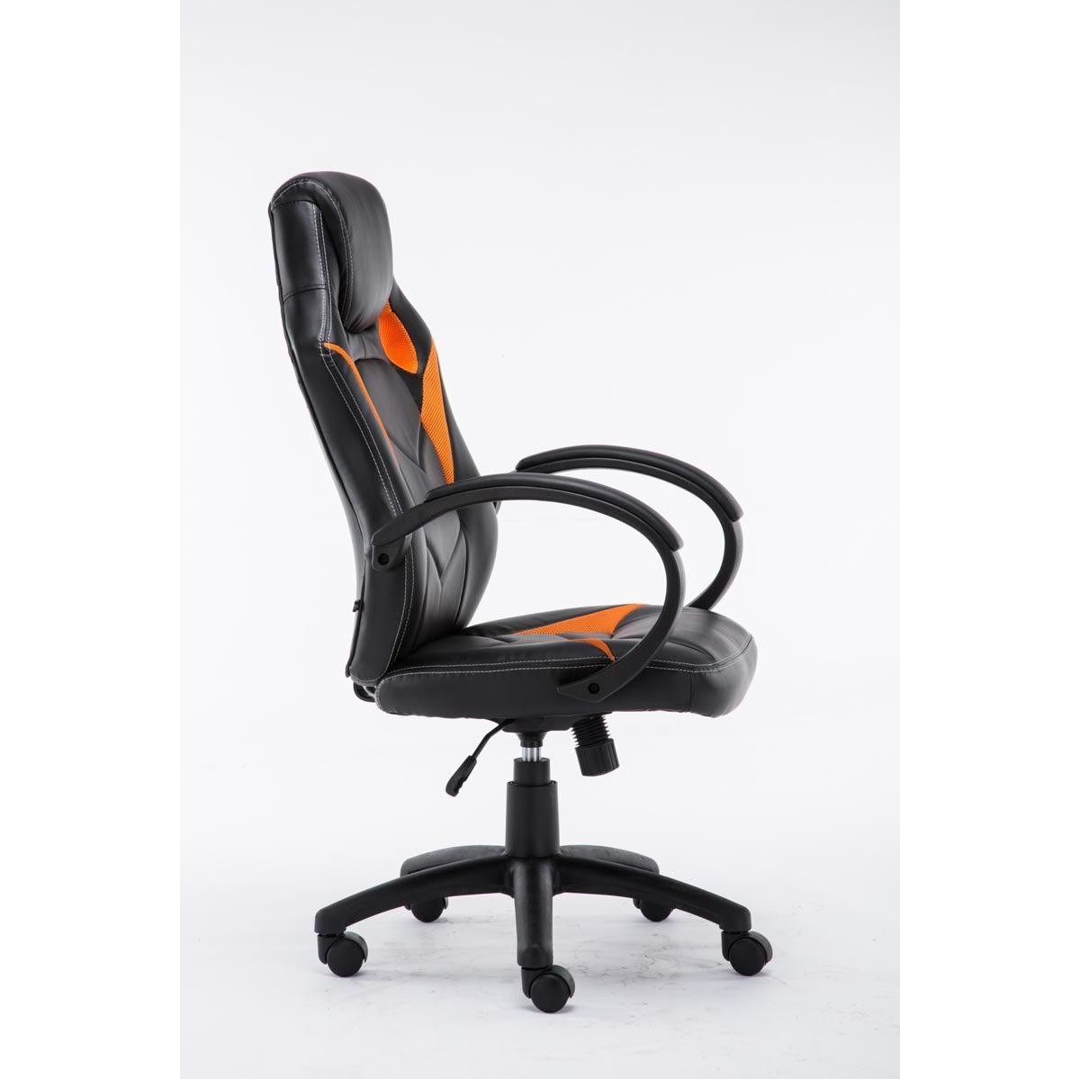 Silla Gaming JARAMA, Gran Comodidad y Diseño Deportivo, En Piel y Tela, Color Negro