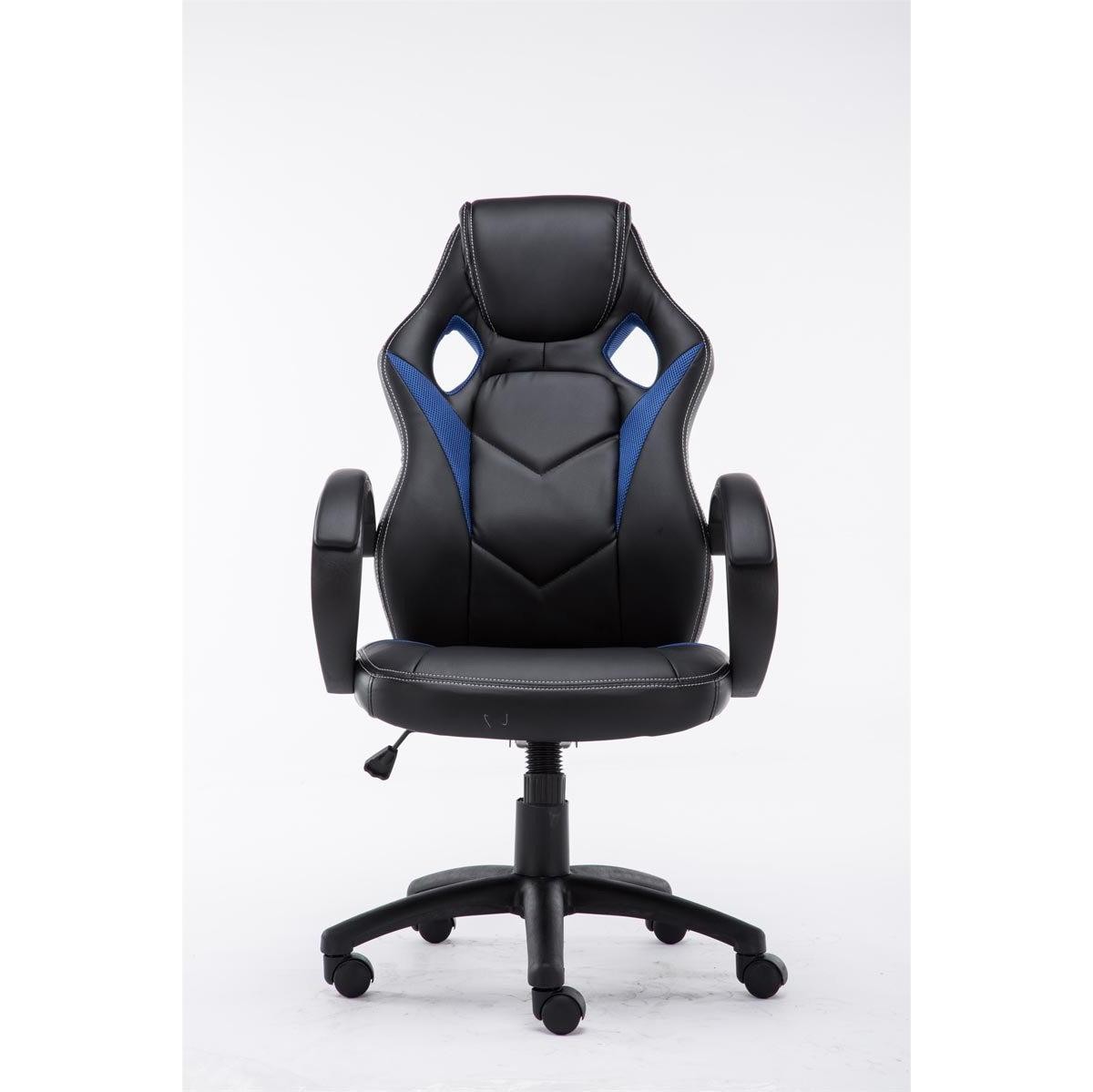Silla Gaming JARAMA, Gran Comodidad y Diseño Deportivo, En Piel y Tela, Color Negro