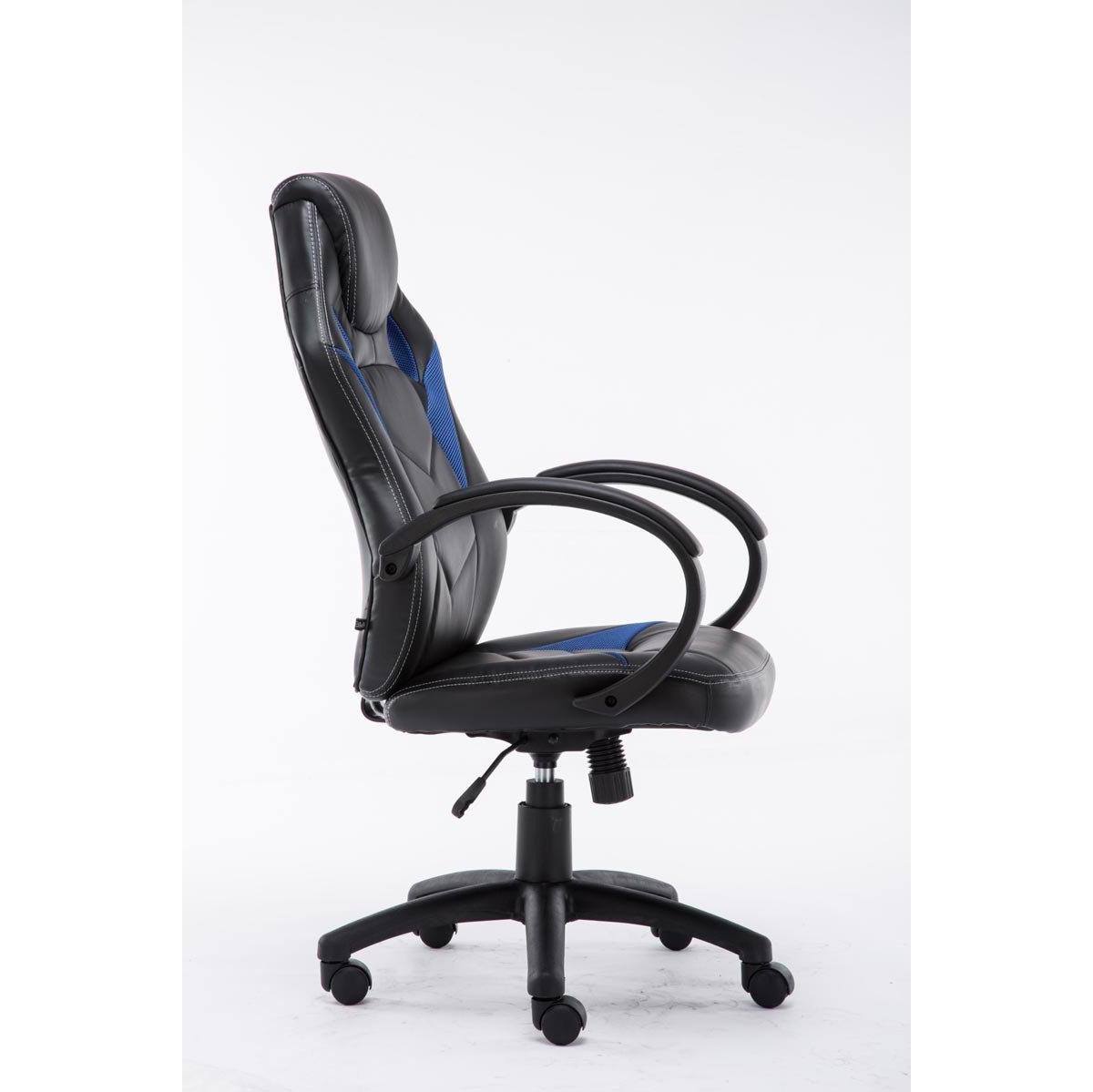 Silla Gaming JARAMA, Gran Comodidad y Diseño Deportivo, En Piel y Tela, Color Negro