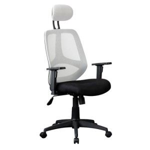 Silla ergonómica DRAKE con cabecero y reposabrazos regulables, tapizada en malla transpirable, color negro