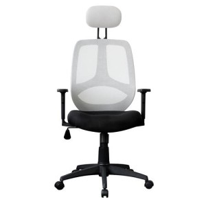 Silla ergonómica DRAKE con cabecero y reposabrazos regulables, tapizada en malla transpirable, color negro