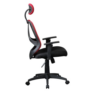 Silla ergonómica DRAKE con cabecero y reposabrazos regulables, tapizada en malla transpirable, color negro
