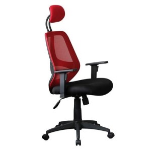 Silla ergonómica DRAKE con cabecero y reposabrazos regulables, tapizada en malla transpirable, color negro