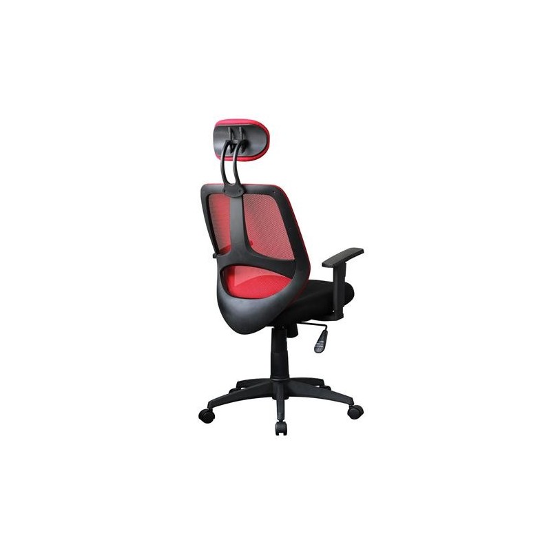 Silla ergonómica DRAKE con cabecero y reposabrazos regulables, tapizada en malla transpirable, color negro