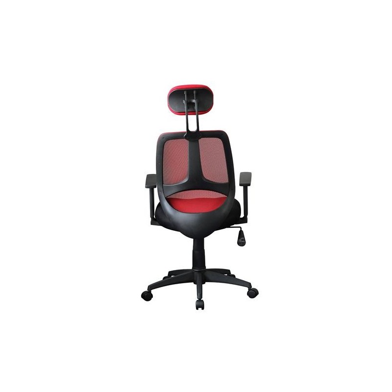 Silla ergonómica DRAKE con cabecero y reposabrazos regulables, tapizada en malla transpirable, color negro