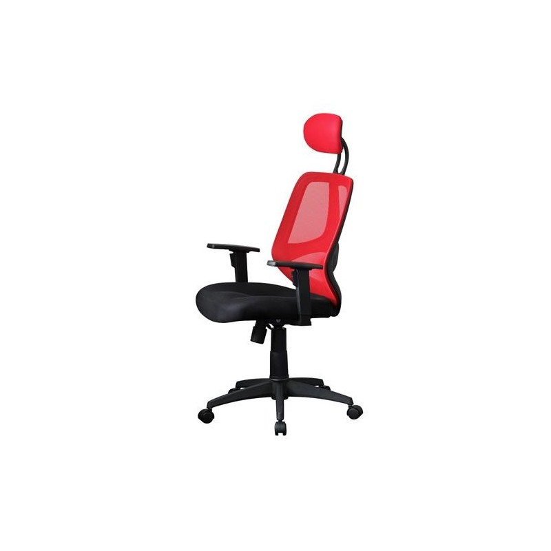 Silla ergonómica DRAKE con cabecero y reposabrazos regulables, tapizada en malla transpirable, color negro