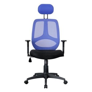 Silla ergonómica DRAKE con cabecero y reposabrazos regulables, tapizada en malla transpirable, color negro