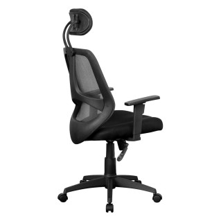 Silla ergonómica DRAKE con cabecero y reposabrazos regulables, tapizada en malla transpirable, color negro 2