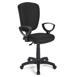 Silla de oficina CALIPSO, respaldo ajustable, en piel negro