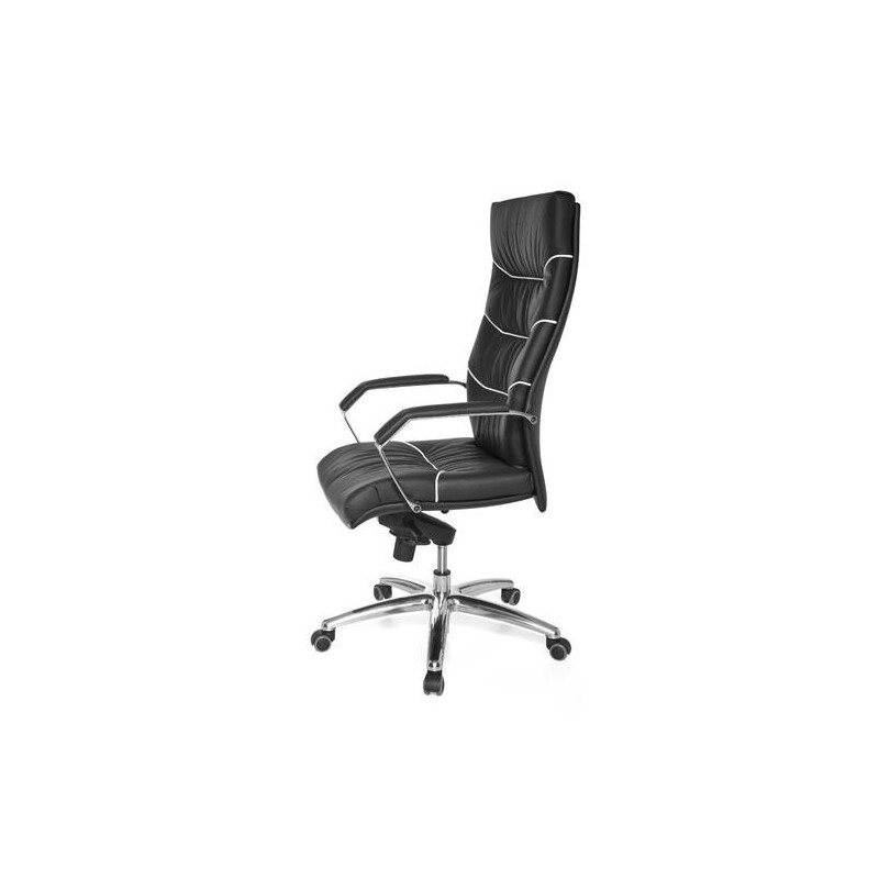 Sillón de piel natural ZONDA para uso profesional 8h, gran acolchado, negro