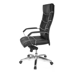 Sillón de piel natural ZONDA para uso profesional 8h, gran acolchado, negro