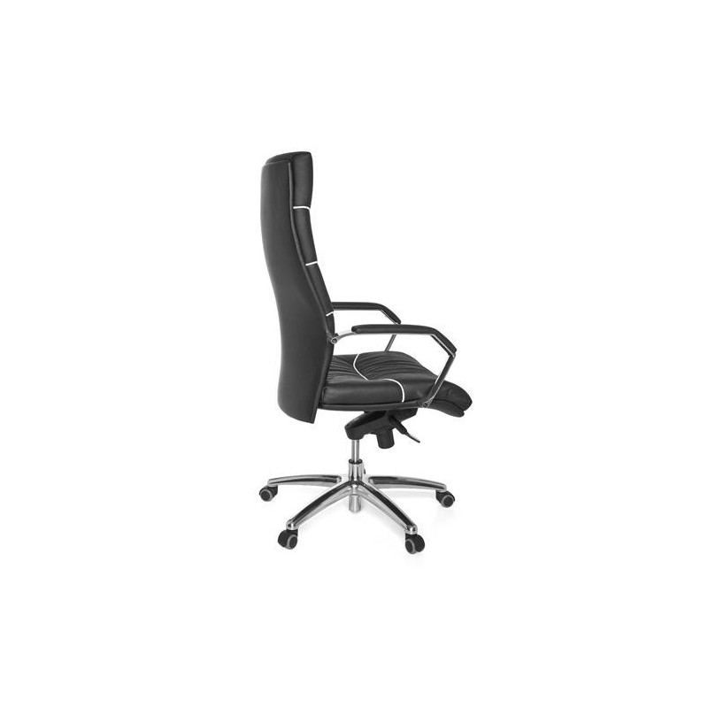 Sillón de piel natural ZONDA para uso profesional 8h, gran acolchado, negro