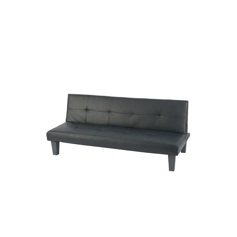 Sofá plegable de 3 plazas DAVO, muy versátil y cómodo, bonito diseño con capitoné en piel color negro