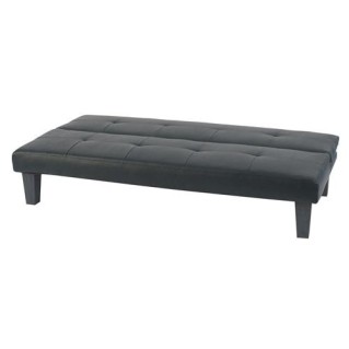 Sofá plegable de 3 plazas DAVO, muy versátil y cómodo, bonito diseño con capitoné en piel color negro 2