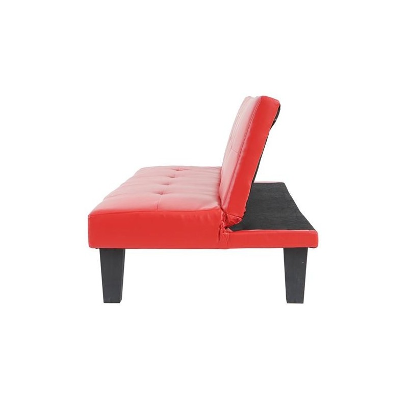 Sofá plegable de 3 plazas DAVO, muy versátil y cómodo, bonito diseño con capitoné en piel color negro