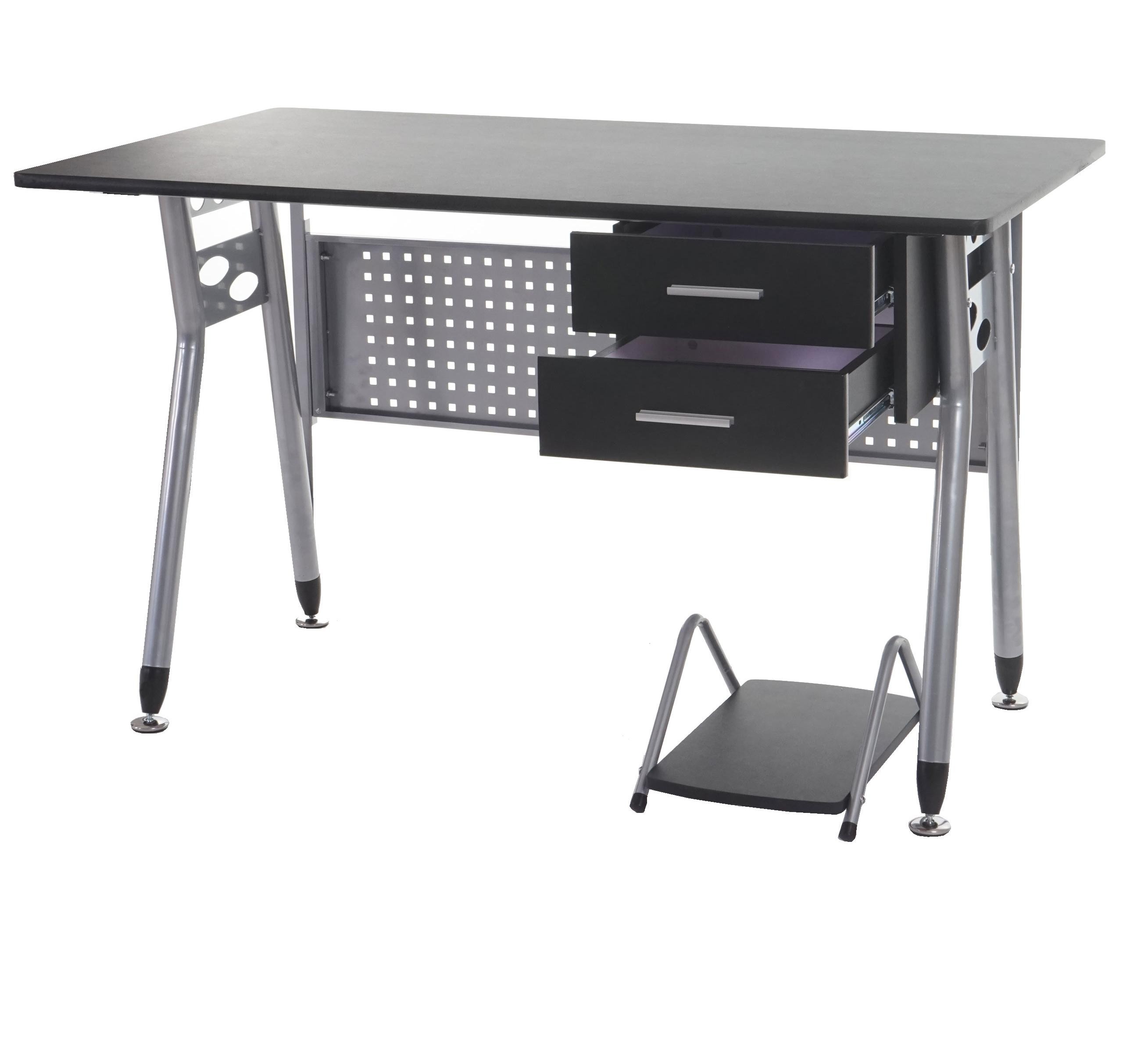 Mesa de ordenador CARIBE, Estructura Metálica, Superficie y Cajones en Madera Color Negro