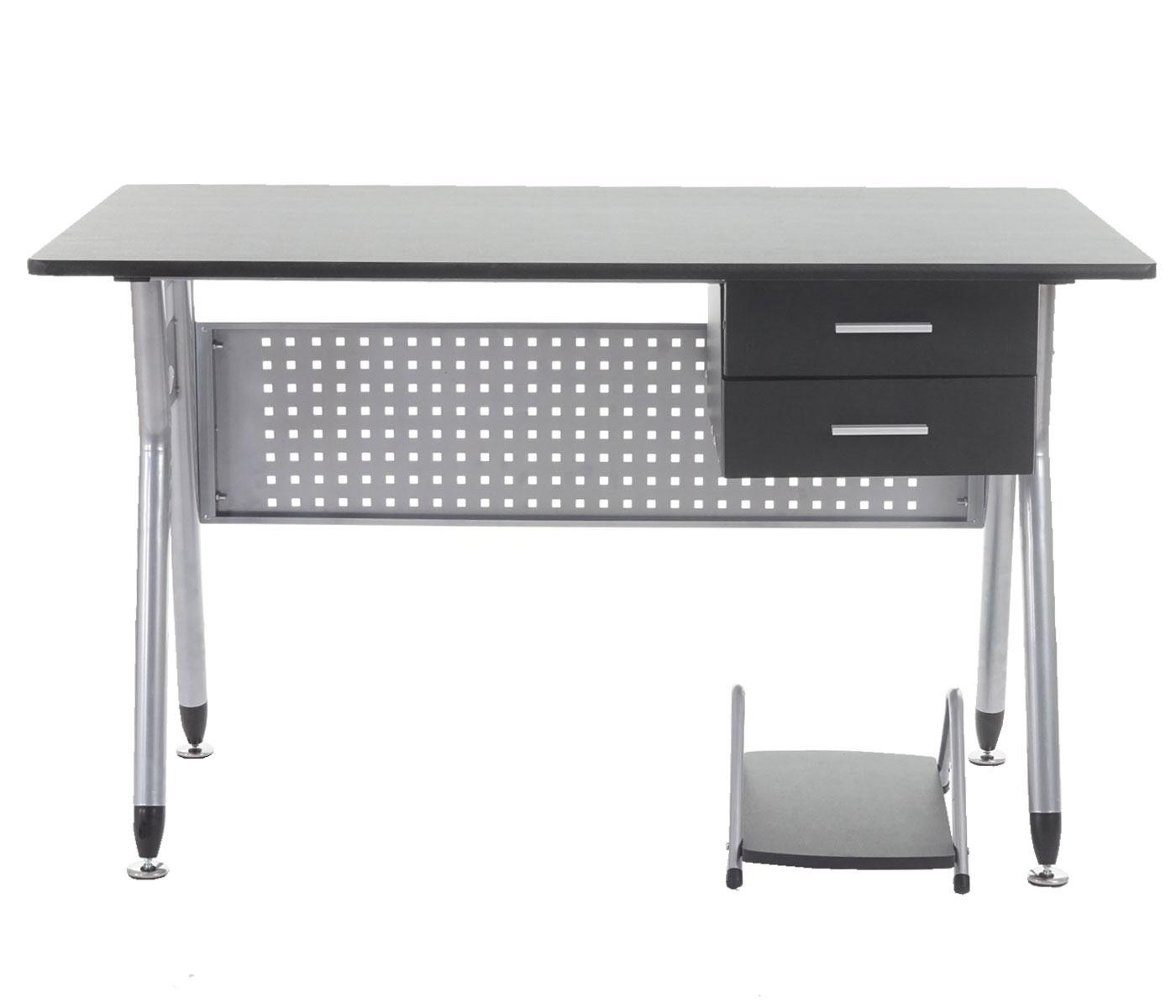 Mesa de ordenador CARIBE, Estructura Metálica, Superficie y Cajones en Madera Color Negro