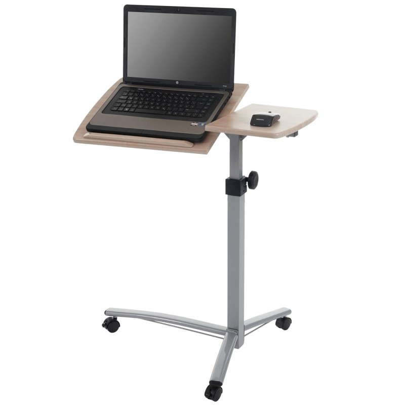 Mesa / Atril STAND, superficie para ordenador y ratón, ajustable en altura y con ruedas