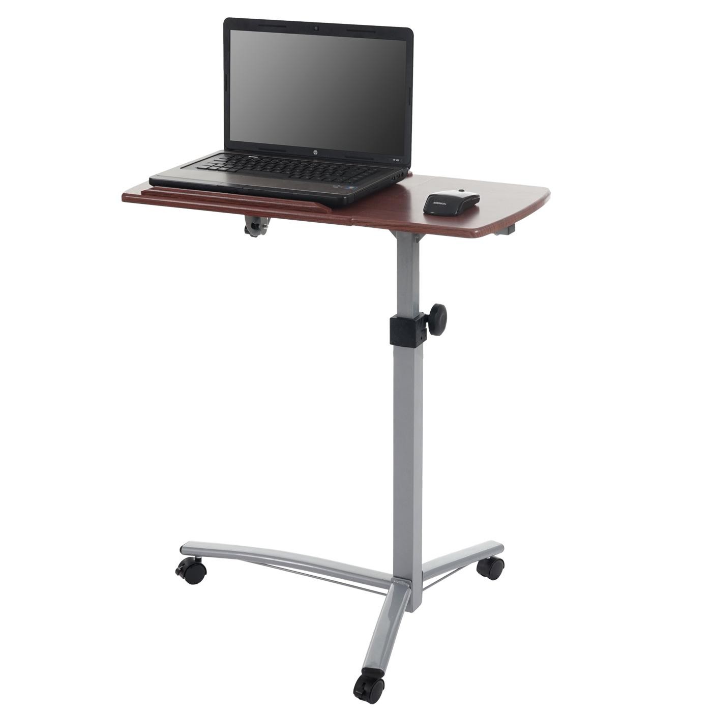 Mesa / Atril para Ordenador Portátil STAND, Ajustable en Altura, con Ruedas y Superficie en Madera Color Nogal