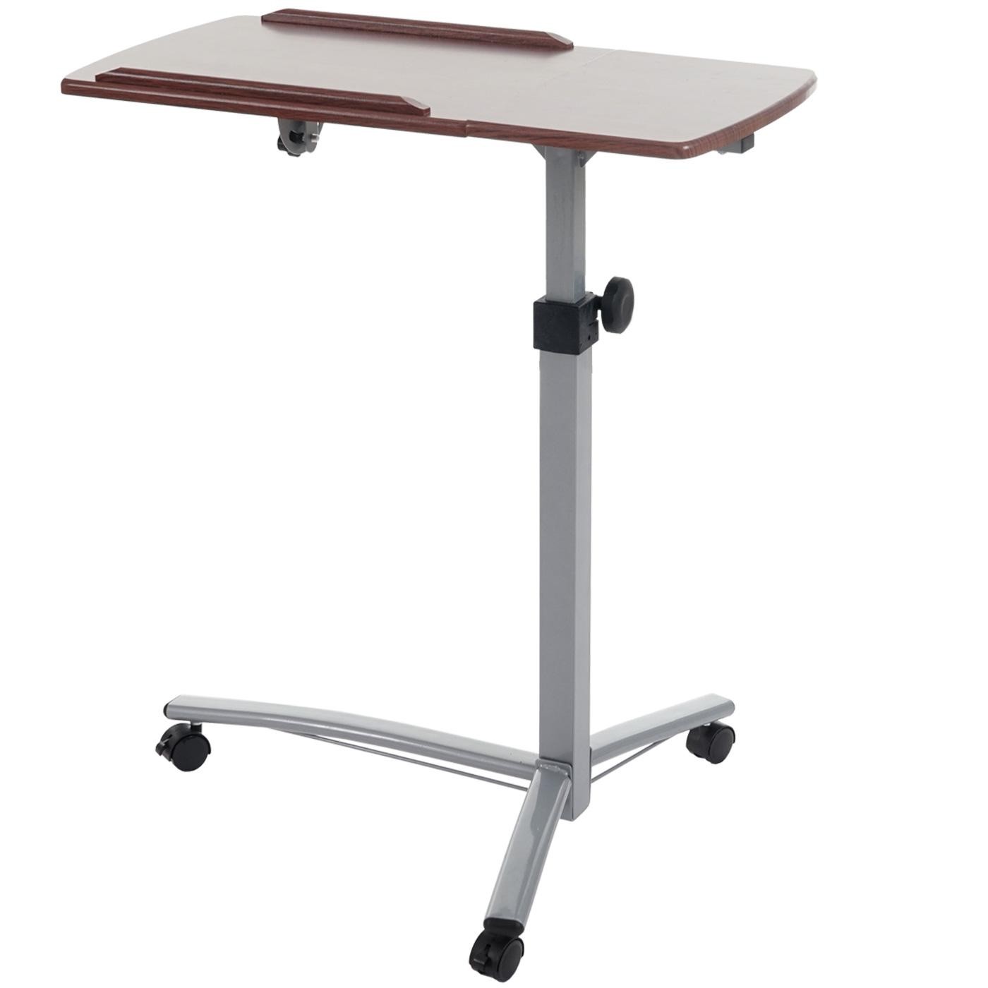 Mesa / Atril para Ordenador Portátil STAND, Ajustable en Altura, con Ruedas y Superficie en Madera Color Nogal