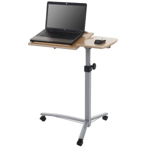 Mesa / Atril STAND, superficie para ordenador y ratón, ajustable en altura y con ruedas