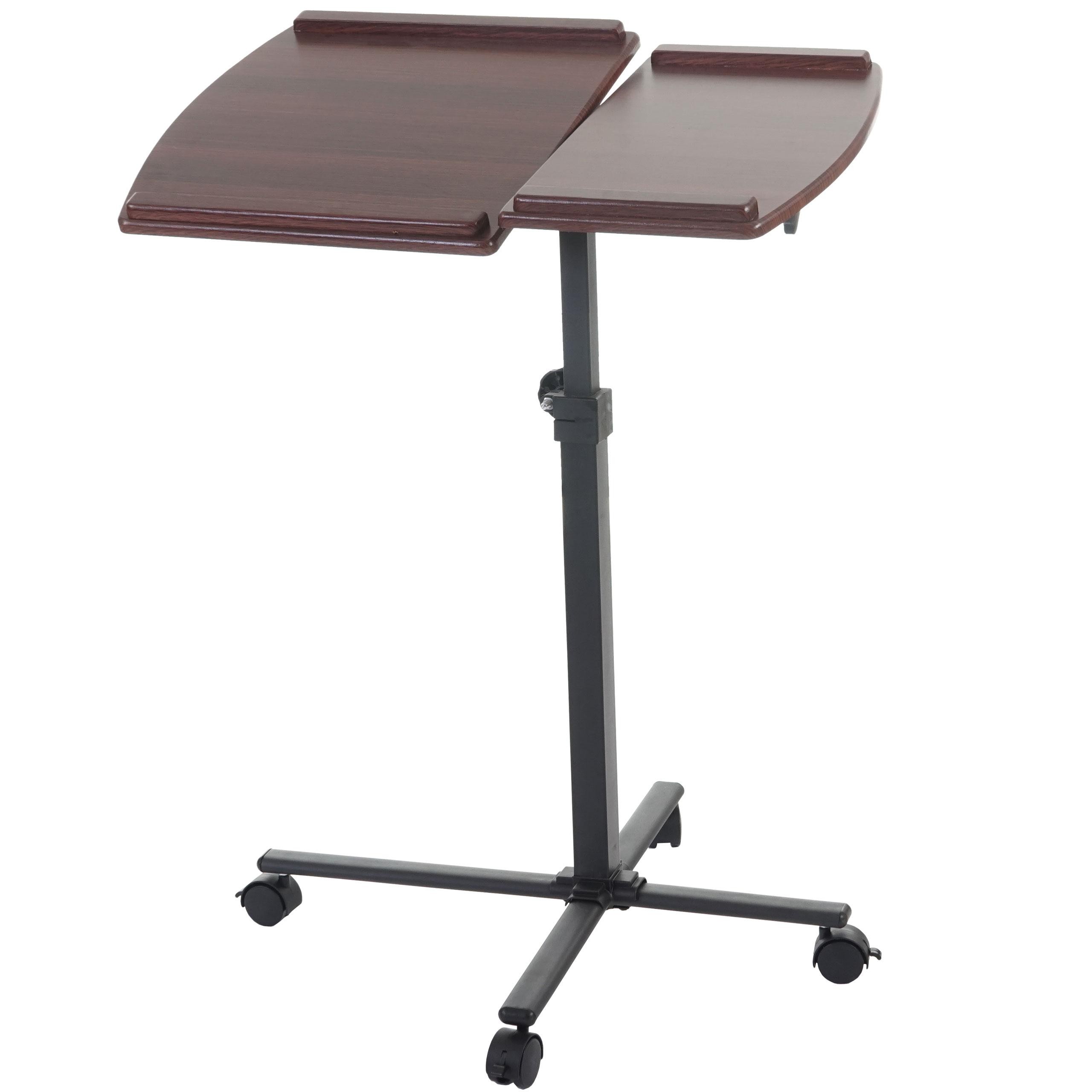 Mesa / Atril para Ordenador Portátil STAND TOP, Ajustable en Altura, con Ruedas y Superficie en Madera Color Nogal