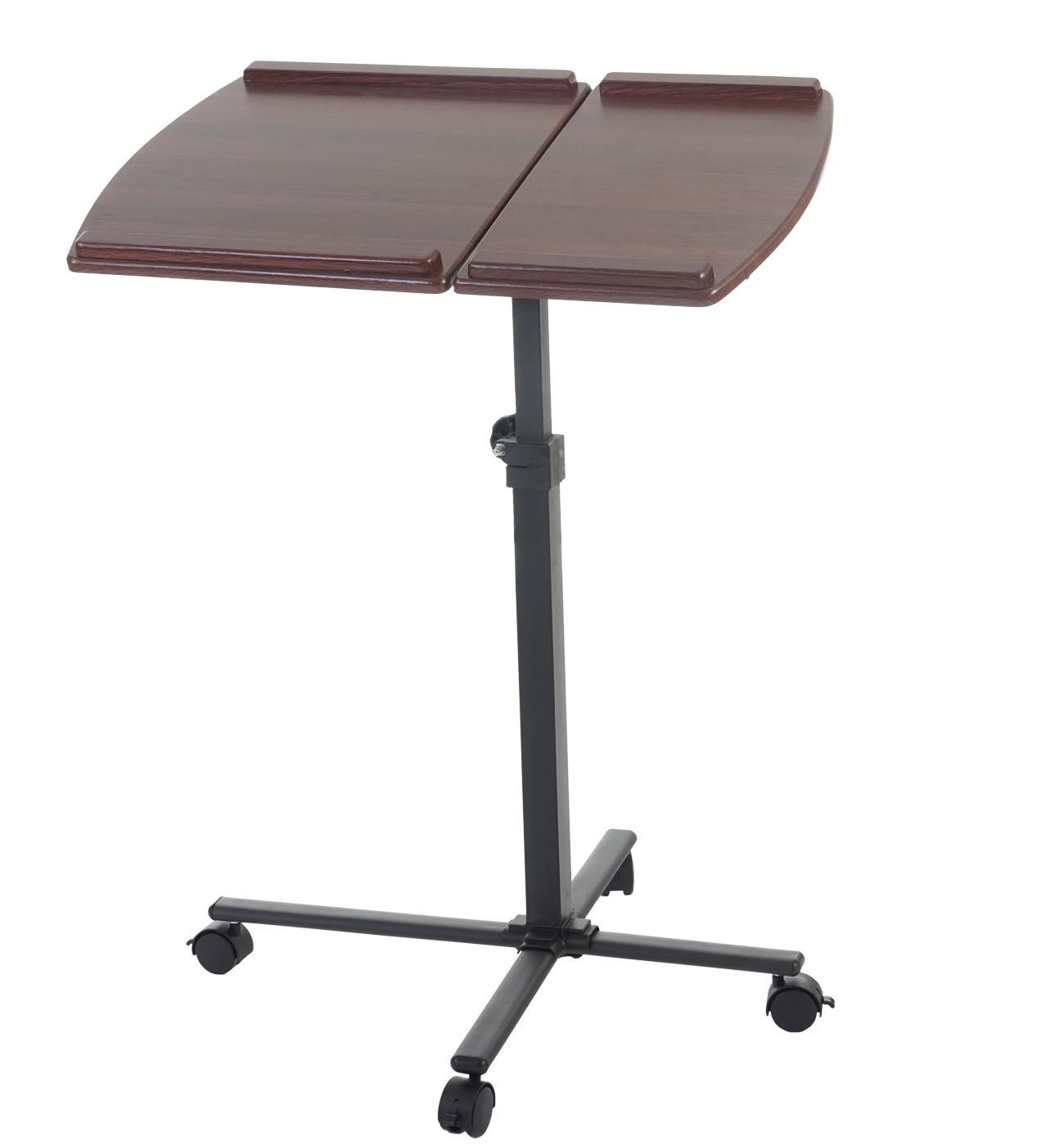 Mesa / Atril para Ordenador Portátil STAND TOP, Ajustable en Altura, con Ruedas y Superficie en Madera Color Nogal