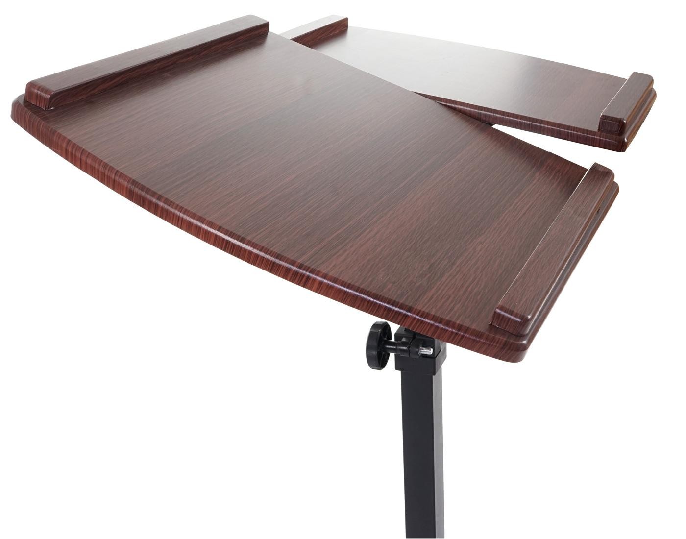 Mesa / Atril para Ordenador Portátil STAND TOP, Ajustable en Altura, con Ruedas y Superficie en Madera Color Nogal
