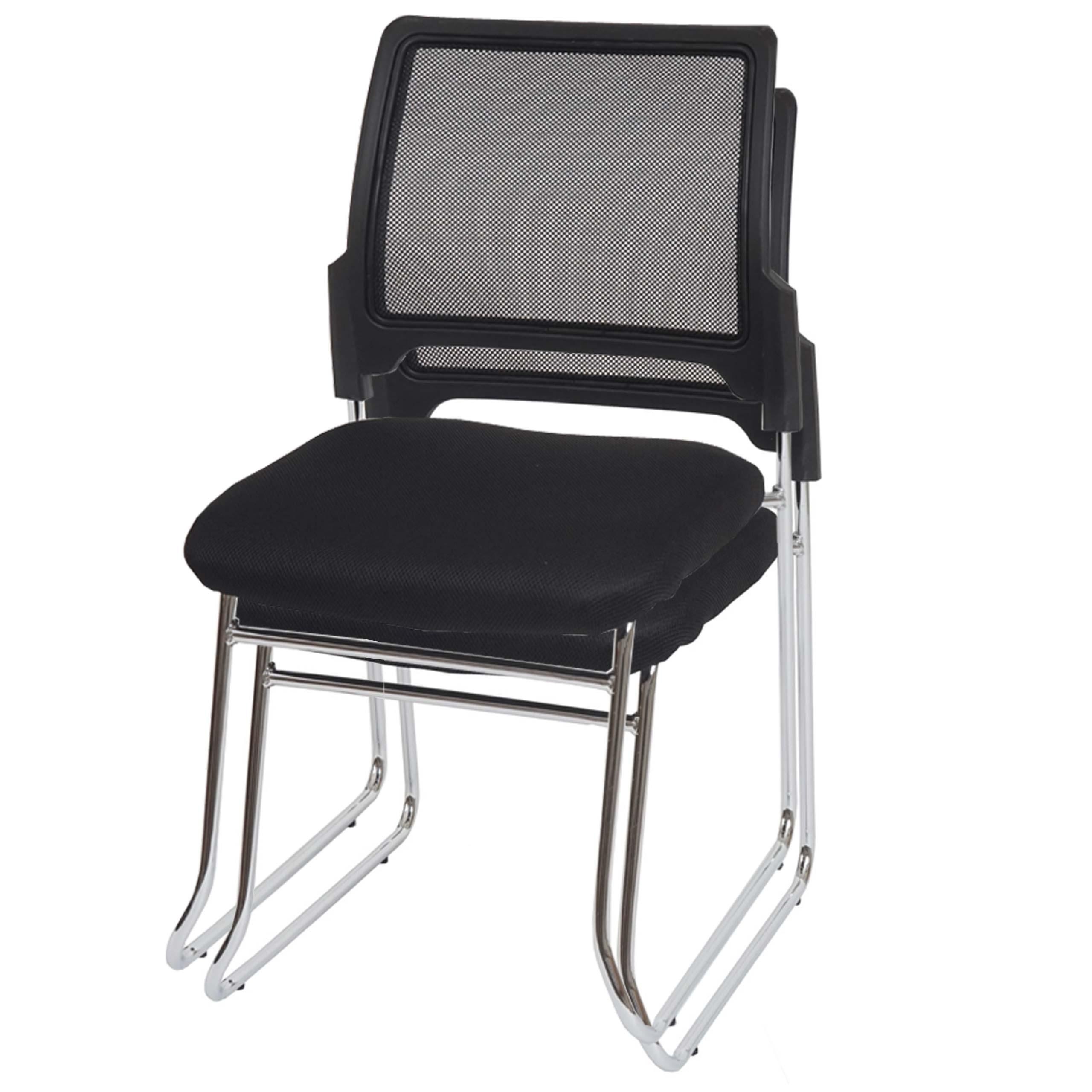 Lote de 2 Sillas de Confidente PISA, Apilables, Ergonómicas y Tapizadas en Malla Transpirable color Negro