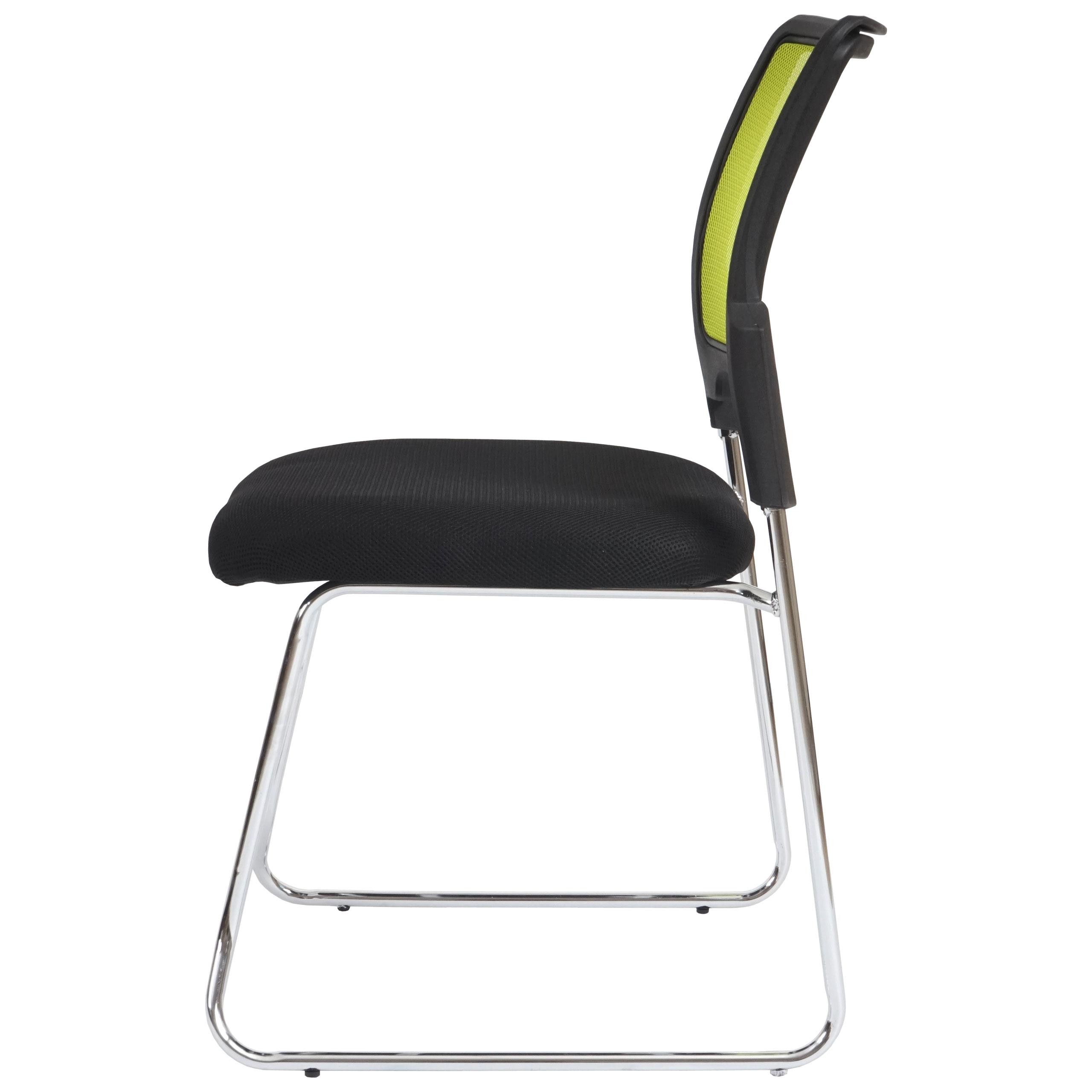 Lote de 4 Sillas de Confidente PISA, Apilables, Ergonómicas y Tapizadas en Malla Transpirable color Negro
