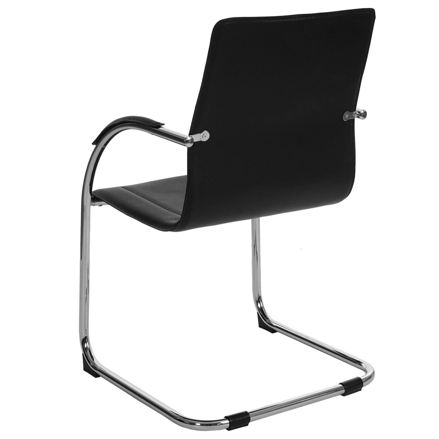 Lote de 2 Sillas de Confidente ZEUS, Estructura metálica, Exclusivo Diseño y Tapizadas en Piel color Negro