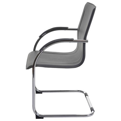Lote de 2 Sillas de Confidente ZEUS, Estructura metálica, Exclusivo Diseño y Tapizadas en Piel color Negro