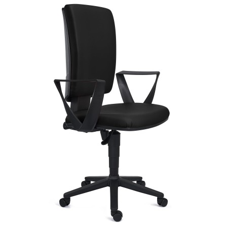 Silla de oficina ATLAS PIEL, respaldo ajustable, en negro