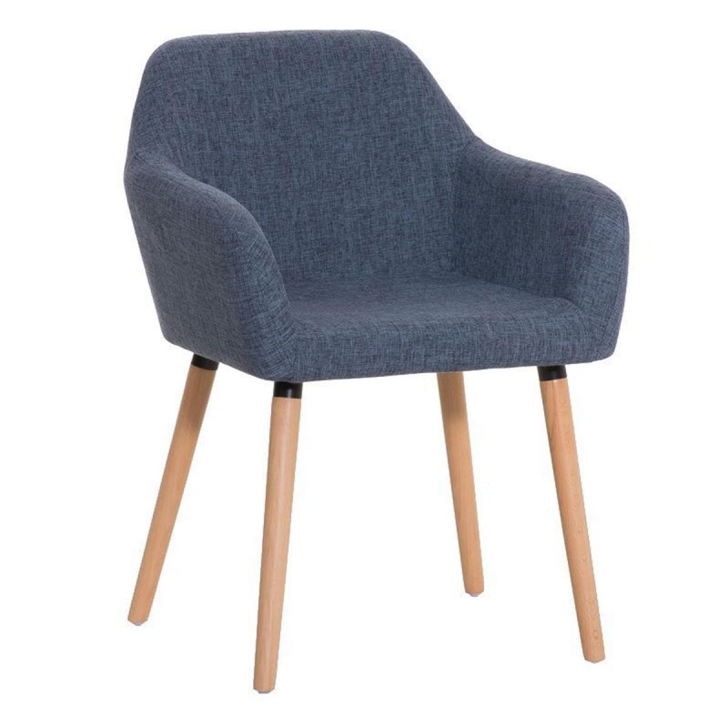 Silla de confidente NIEBLA, cuidado diseño con patas en madera tapizada en tela color negro