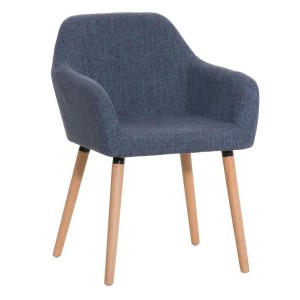 Silla de confidente NIEBLA, cuidado diseño con patas en madera tapizada en tela color negro