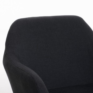 Silla de confidente NIEBLA, cuidado diseño con patas en madera tapizada en tela color negro