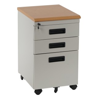 Archivador con ruedas KNUT, en metal y madera, color gris
