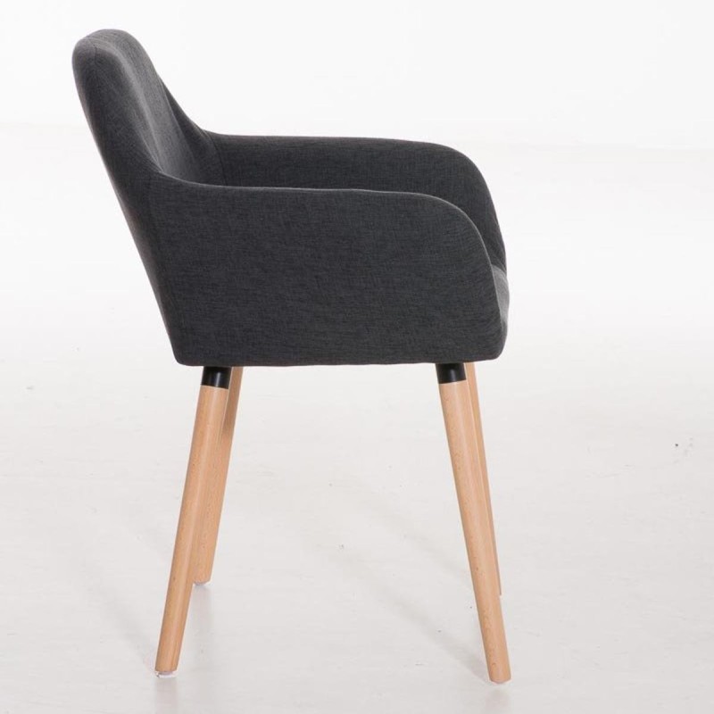Silla de confidente NIEBLA, cuidado diseño con patas en madera tapizada en tela color negro