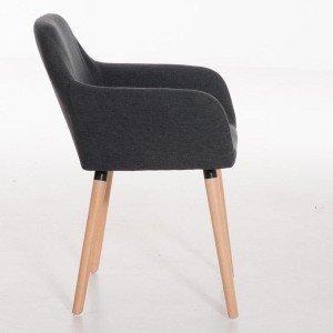 Silla de confidente NIEBLA, cuidado diseño con patas en madera tapizada en tela color negro