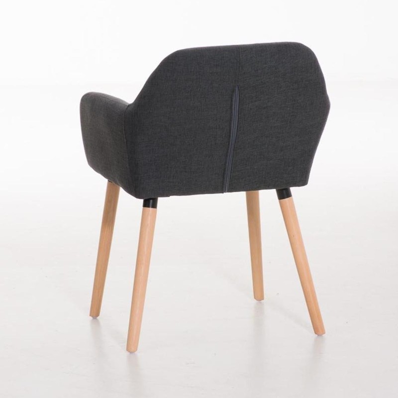Silla de confidente NIEBLA, cuidado diseño con patas en madera tapizada en tela color negro