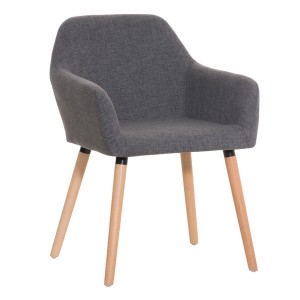 Silla de confidente NIEBLA, cuidado diseño con patas en madera tapizada en tela color negro