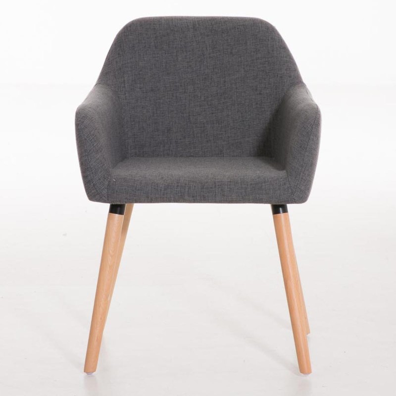 Silla de confidente NIEBLA, cuidado diseño con patas en madera tapizada en tela color negro