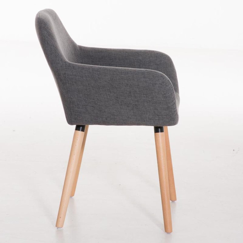 Silla de confidente NIEBLA, cuidado diseño con patas en madera tapizada en tela color negro