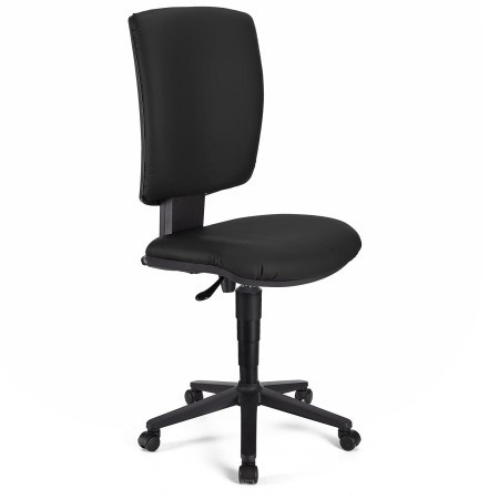 Silla de oficina ATLAS SIN BRAZOS PIEL, respaldo ajustable, en Negro