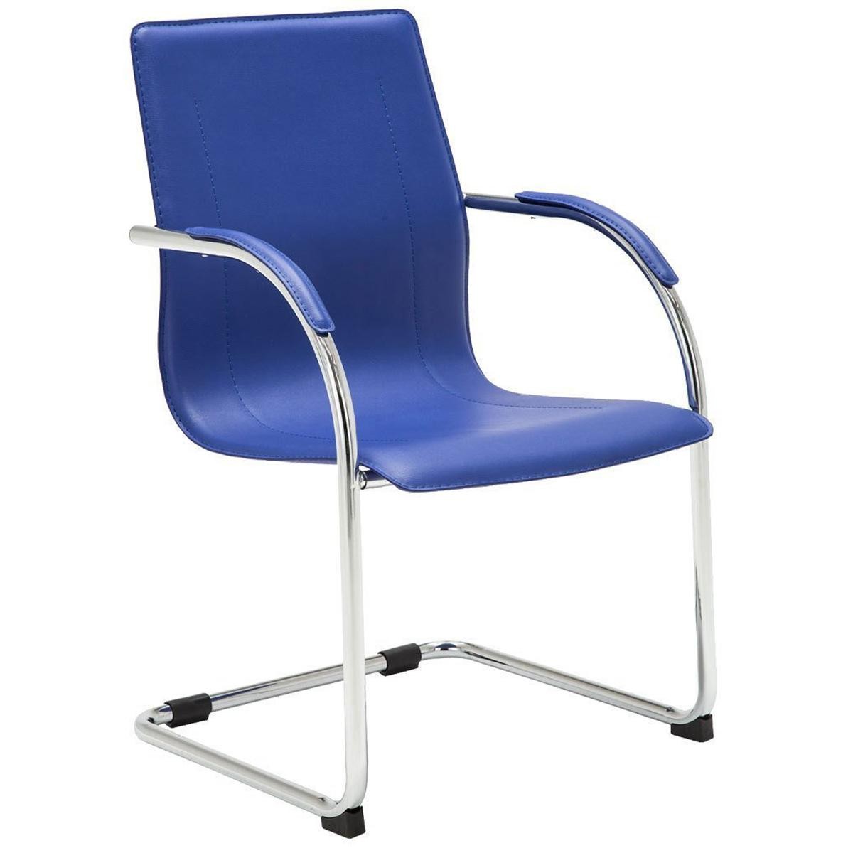 Silla de Confidente FLAP, Estructura Metálica, Elegante y Moderno Diseño en Piel color Negro