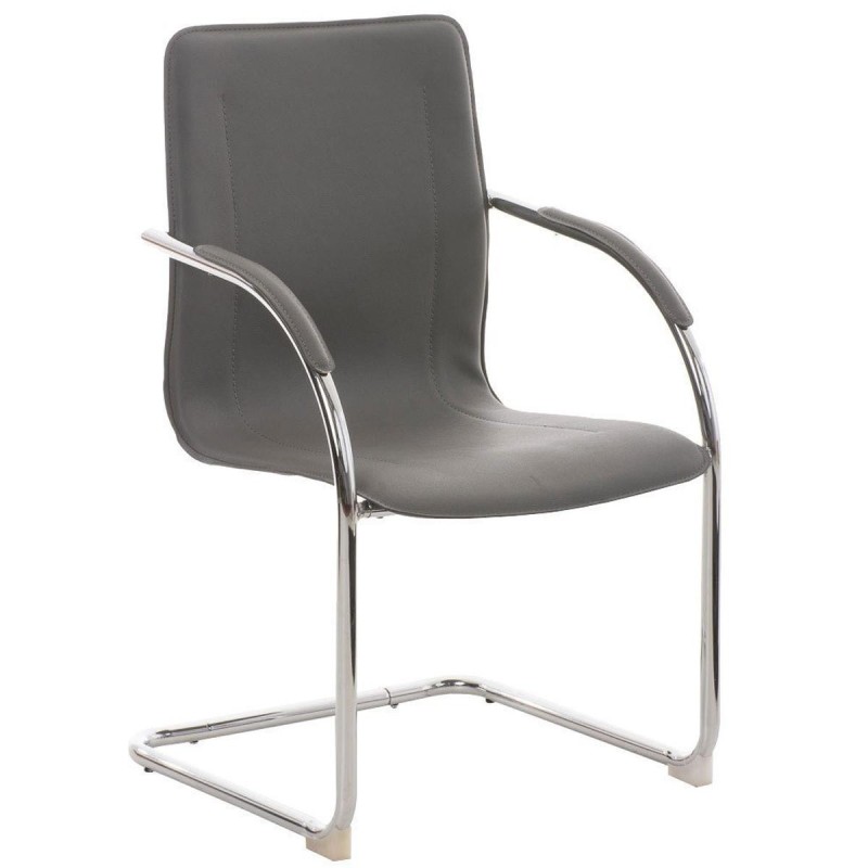 Sillas de confidente FLAP, estructura metálica y elegante diseño en piel color negro