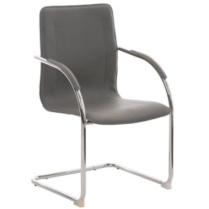 Sillas de confidente FLAP, estructura metálica y elegante diseño en piel color negro