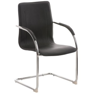 Sillas de confidente FLAP, estructura metálica y elegante diseño en piel color negro