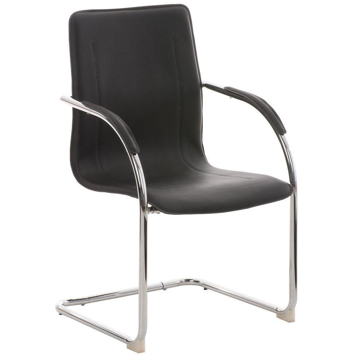 Silla de Confidente FLAP, Estructura Metálica, Elegante y Moderno Diseño en Piel color Negro
