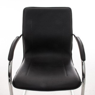 Sillas de confidente FLAP, estructura metálica y elegante diseño en piel color negro 2